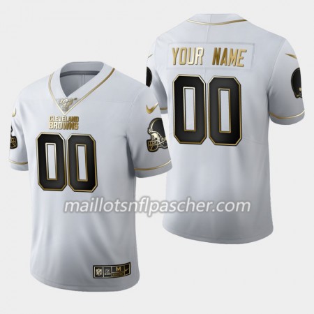 Maillot Cleveland Browns Custom Nike Blanc Golden Edition 100th - Homme